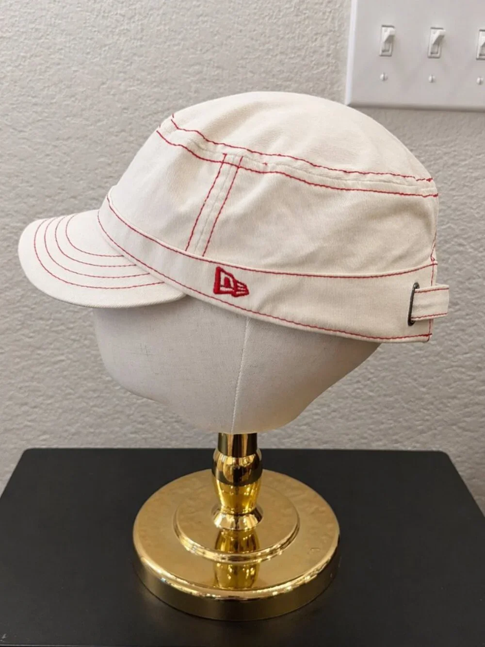 Women's New Era Wisconsin Badgers Cream Cadet Hat with Red Stitching